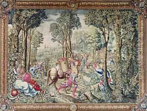 The Hunts of Maximilian Gemini The Stag Hunt the Assembly Oil Painting - Orley, Bernard van
