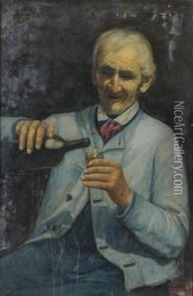 Il Bevitore Oil Painting - Josef Johann Suss