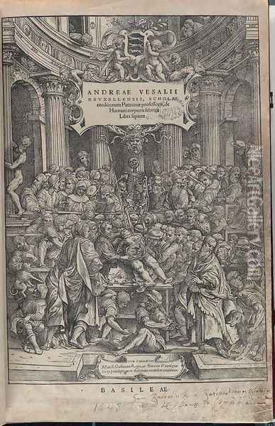 Title page 1543 Oil Painting - Andreas Vesalius