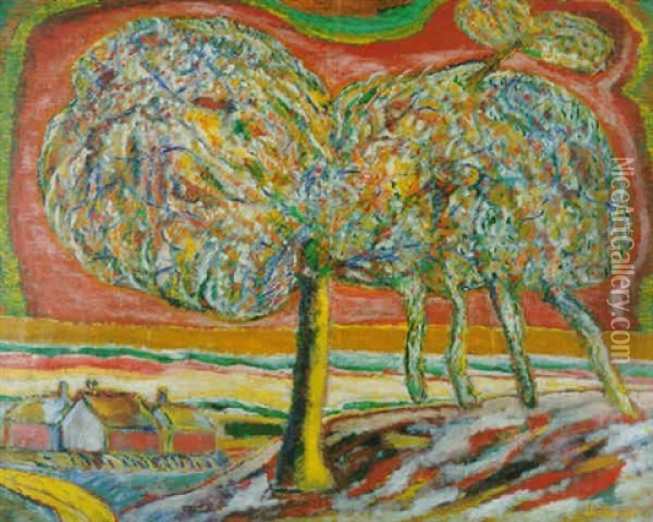 Baume In Landschaft Oil Painting - Jan Verhoeven