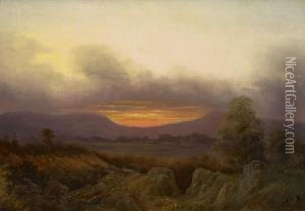 Der Sonnenuntergang Oil Painting - August Bedrich Piepenhagen