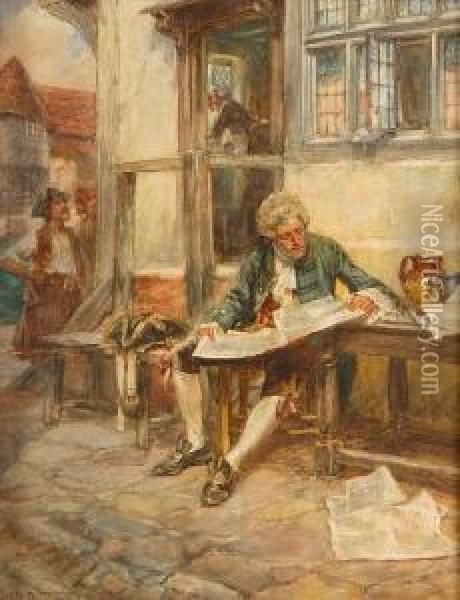 A Gentleman Reading Oil Painting - Arthur David Mccormick