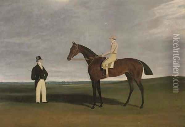 Birmingham with Patrick Conolly up, and his owner John Beardsworth Oil Painting - James Loder Of Bath