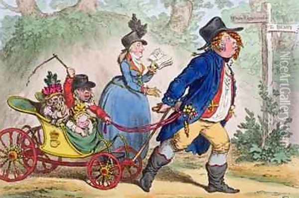 La Promenade en Famille or A Sketch from Life Oil Painting - James Gillray