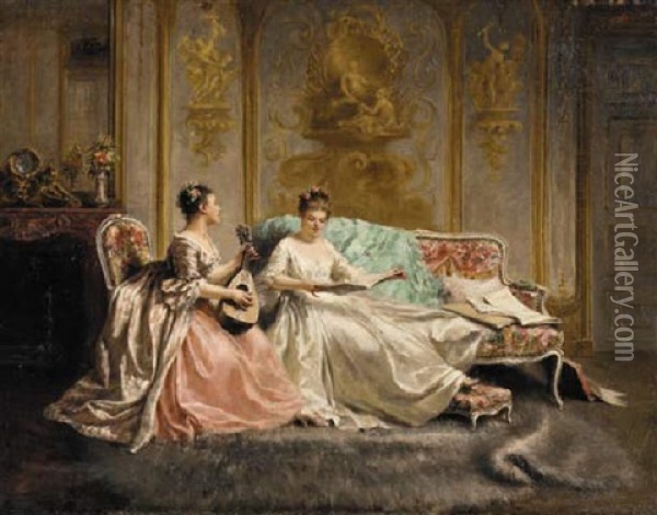 Leisure Oil Painting - Adolphe Francois Montfallet