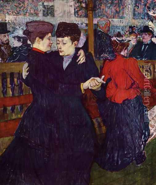 At the Moulin Rouge: the Two Waltzers Oil Painting - Henri De Toulouse-Lautrec