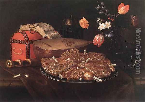 Still-life with the Five Senses Oil Painting - Giuseppe Recco