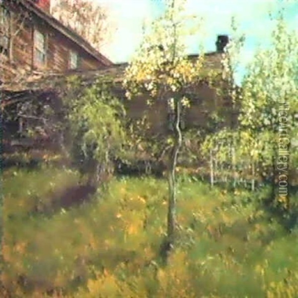 Old House, Dorchester Oil Painting - Childe Hassam