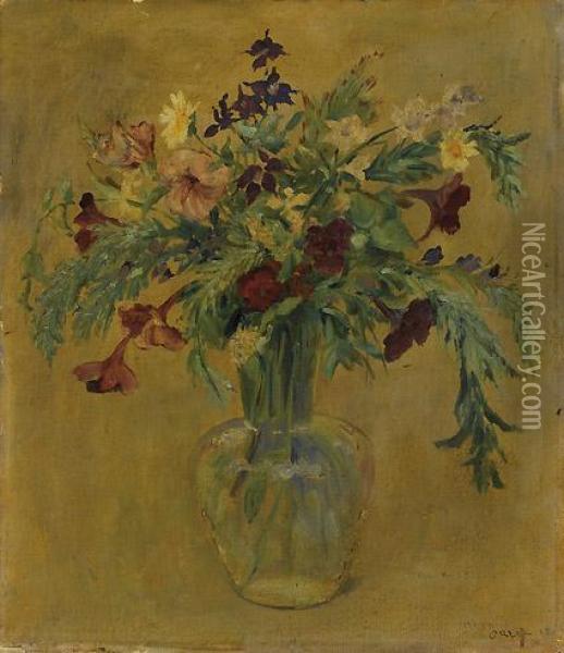 Vase Of Flowers Oil Painting - Emil Orlik