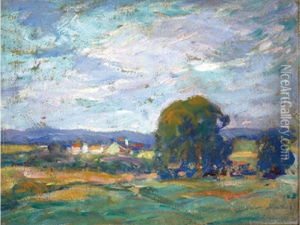Pastoral Landscape Oil Painting - Kathryn E. Bard Cherry