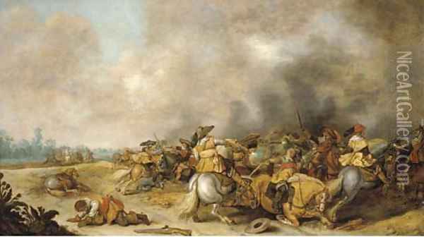 A cavalry engagement Oil Painting - Palamedes Palamedesz. (Stevaerts, Stevens)