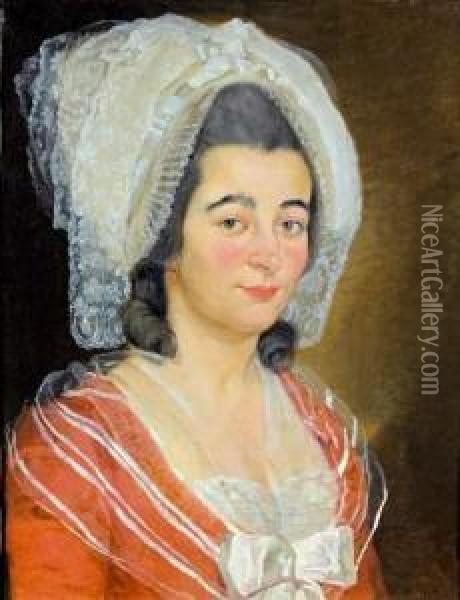Portrait De Jeune Femme Au Bonnet De Dentelles Oil Painting - Antoine Raspal