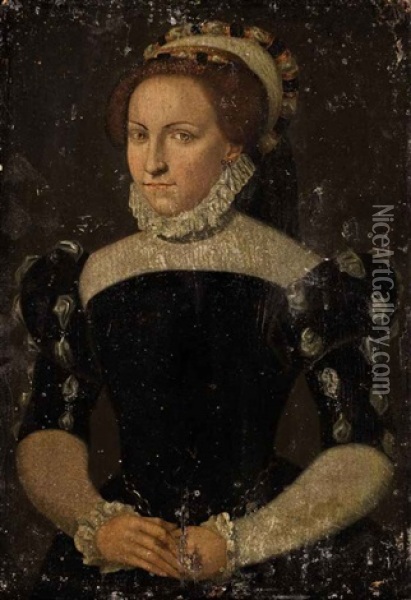 Portrait Of A Lady In A Black Dress Oil Painting - Francois Clouet