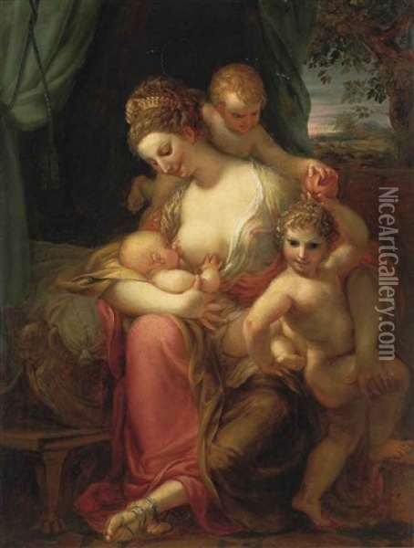 The Madonna And Child With Putti Oil Painting -  Correggio