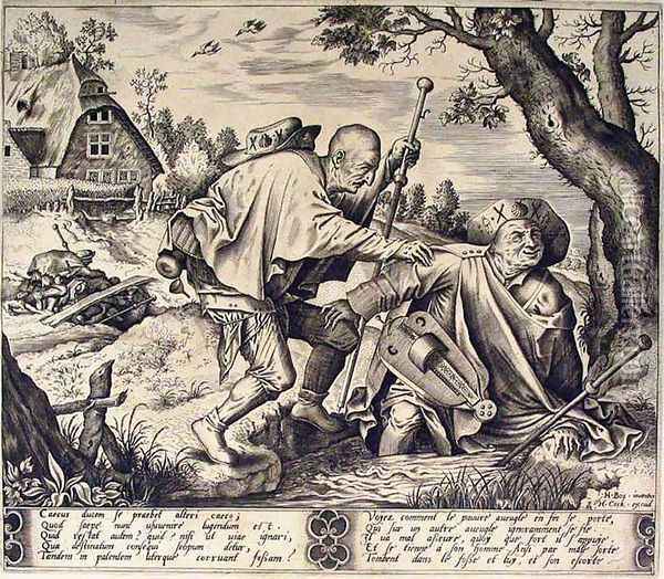 The Blind Leading the Blind c. 1561 Oil Painting - Pieter van der Heyden
