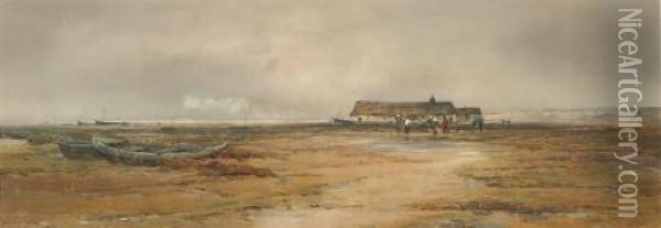 On The Norfolk Coast Oil Painting - Claude Hayes