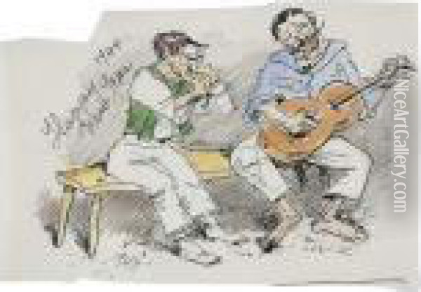 Two Men Singing Oil Painting - Walt Kuhn