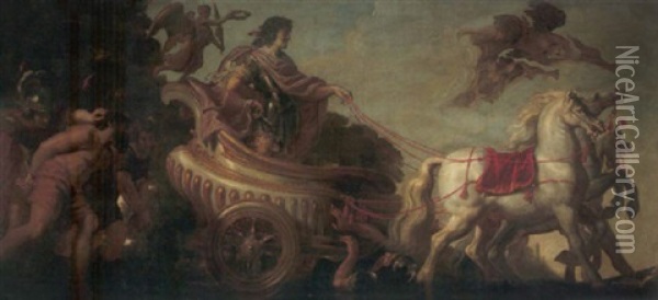 King Louis Xiii Of France In A Triumphal Chariot Oil Painting - Justus van (Verus ab) Egmont