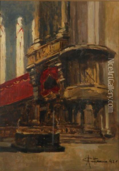 Veduta Del Pulpito Del Duomo Di Milano Oil Painting - Achille Cattaneo