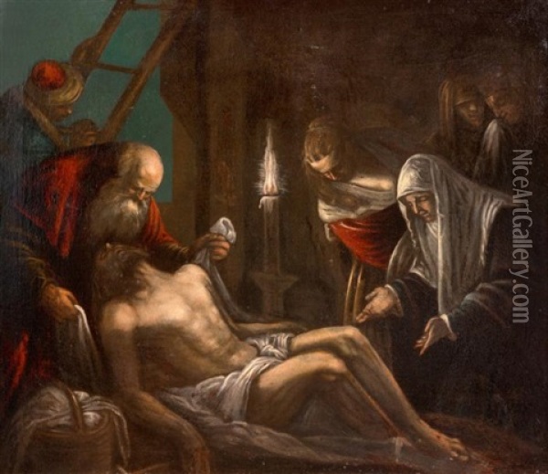La Deposition Du Corps Du Christ Oil Painting - Jacopo dal Ponte Bassano