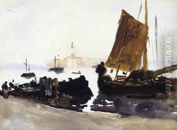 Venice, Sailing Boat Oil Painting - John Singer Sargent