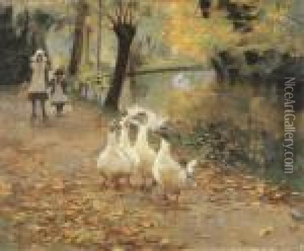 The Goose Girls Oil Painting - John Lavery