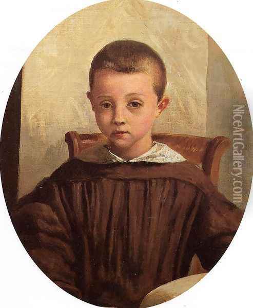 The Son of M. Edouard Delalain, c.1845-50 Oil Painting - Jean-Baptiste-Camille Corot