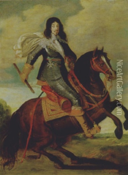 Equestrian Portrait Of Louis Xiii Oil Painting - Claude Deruet