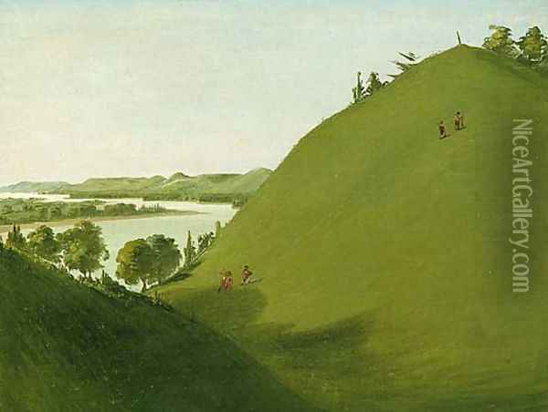 Floyd's Grave, Where Lewis and Clark Buried Sergeant Floyd Oil Painting - George Catlin