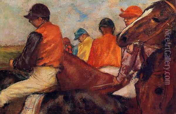 Jockeys III Oil Painting - Edgar Degas
