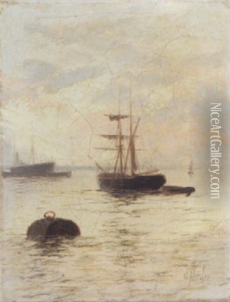 Shipping At Sunrise Oil Painting - Edward Henry Eugene Fletcher