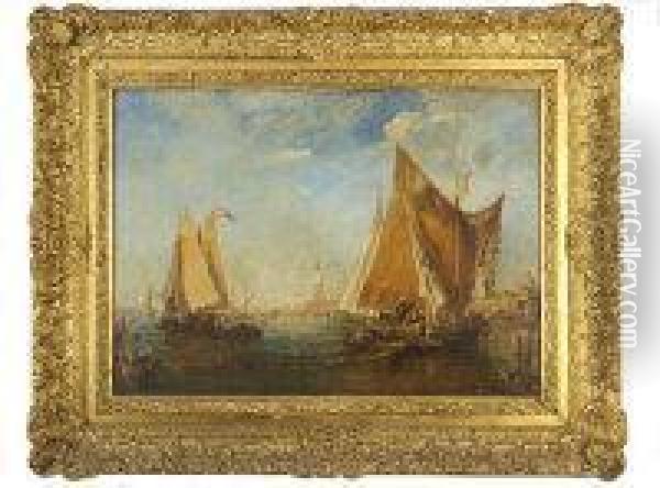Fishing Boats On The Lagoon Oil Painting - Nathaniel R.H.A. Hone Ii,