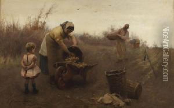 The Potato Harvest Oil Painting - James Fraser Taylor