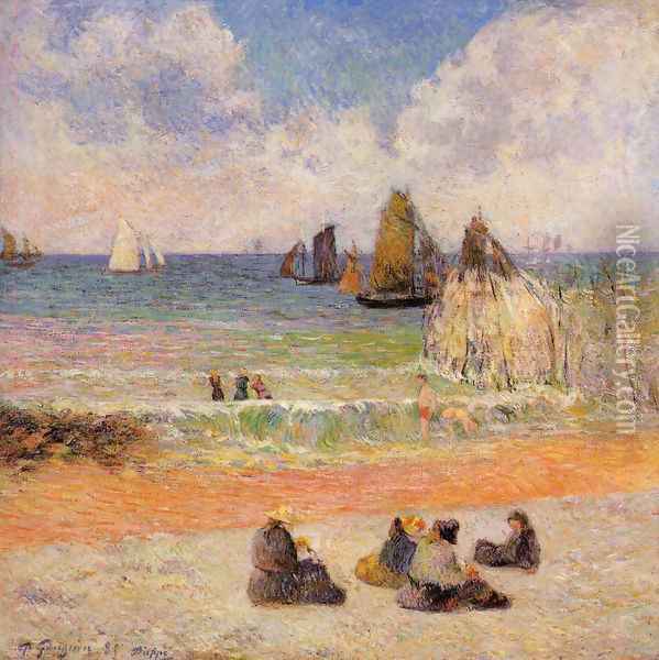 Bathing, Dieppe Oil Painting - Paul Gauguin