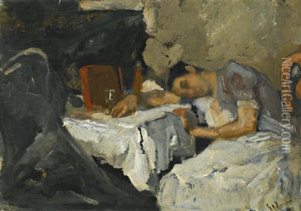 Sleeping Girl Oil Painting - George Hendrik Breitner
