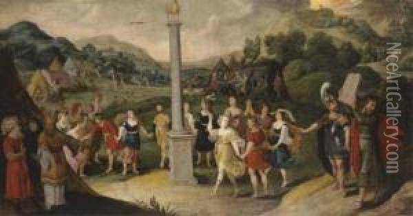 The Israelites Worshiping The Golden Calf Oil Painting - Hans III Jordaens