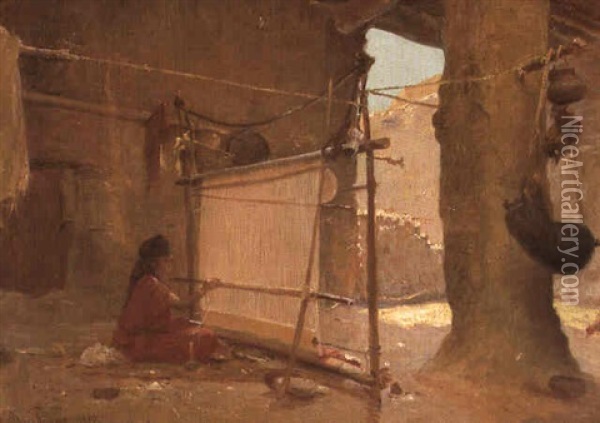 Interieur D'el-kantara Oil Painting - Alexis Auguste Delahogue