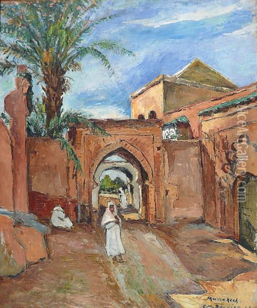 Porte Animee A Marrakech Oil Painting - M. Bouvier