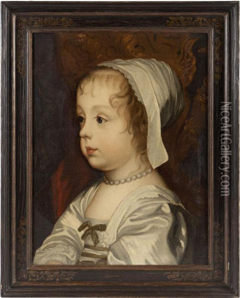Head Study Of Hrh Princess Mary Oil Painting - Sir Anthony Van Dyck