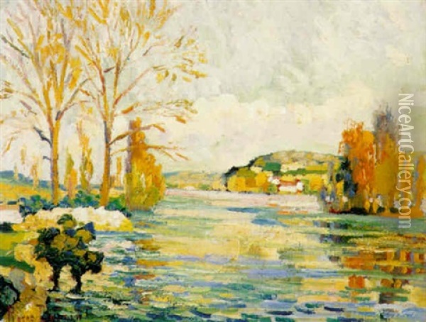 La Seine A Vernon Oil Painting - Pierre Dumont
