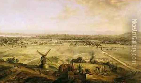 View of Paris from Belleville Oil Painting - Charles Leopold Grevenbroeck