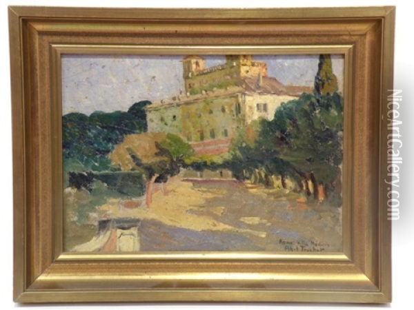 Villa Medicis A Rome Oil Painting - Louis Abel-Truchet