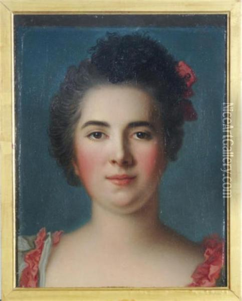 Portrait Of The Marquise De La Ferte-imbault, Bust-length Oil Painting - Jean-Marc Nattier