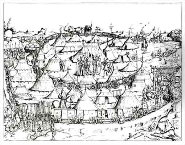 Medieval military encampment Oil Painting - Essenwein, August Ottmar von