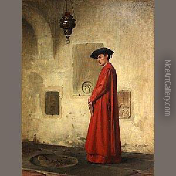The Young Cleric Oil Painting - Ture Nikolaus Cederstrom