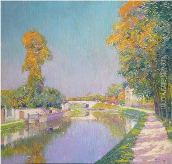 A View Of A Canal, France Oil Painting - Paul Mathieu