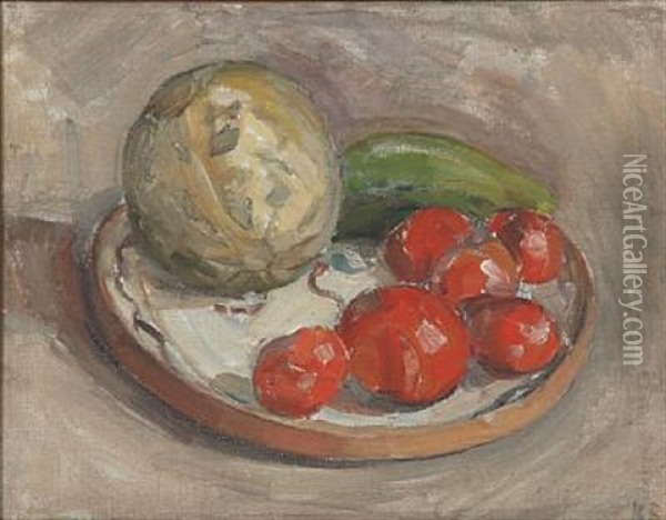 Still Life With Fruits Oil Painting - Karl Holger Jacob Schou