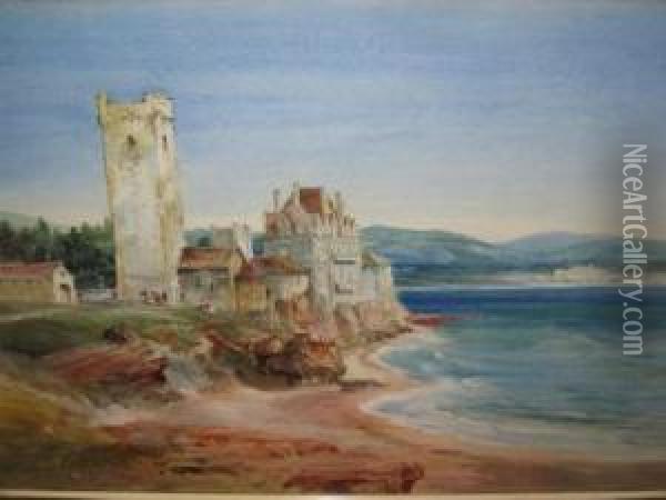 Chateau La Naponile And Mimosa Trees Oil Painting - Bernard Walter Evans