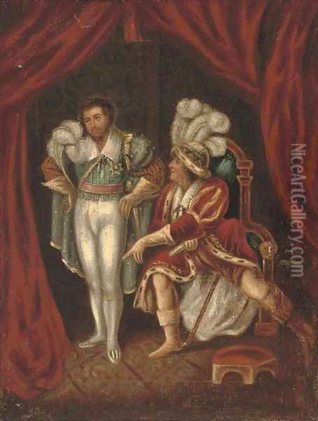 Edmund Kean as Richard III, with the Duke of Buckingham Oil Painting - English School
