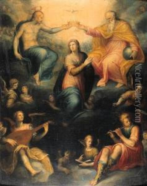 La Vergine Incoronata Dalla Trinit In Coro D'angeli Oil Painting - Francesco Curradi